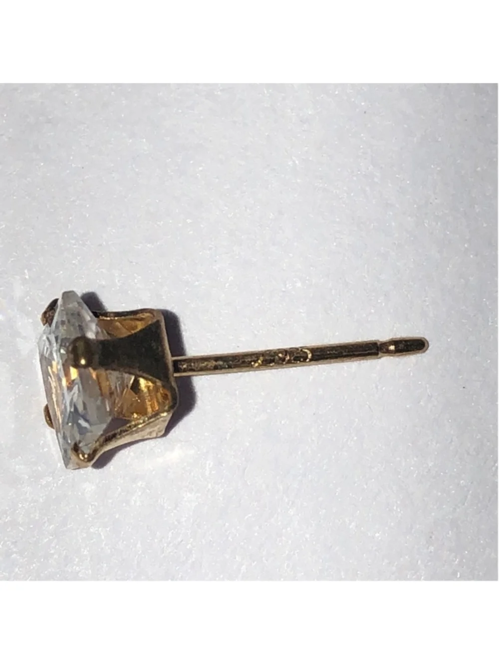 Gold Plated Sterling Silver L 925 Princess Cut Dainty Stud Earrings